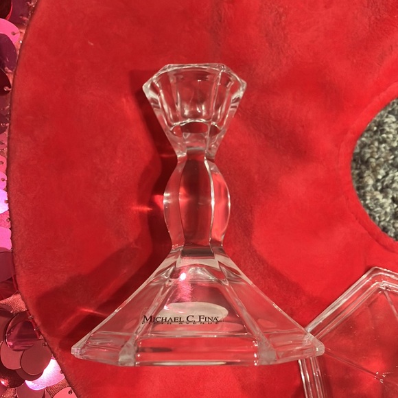 Two Michael C. Fina Fifth Avenue Hexagonal 24% Lead Crystal Candle holders - Picture 5 of 10